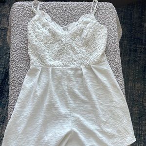 Flower embroidered White Romper